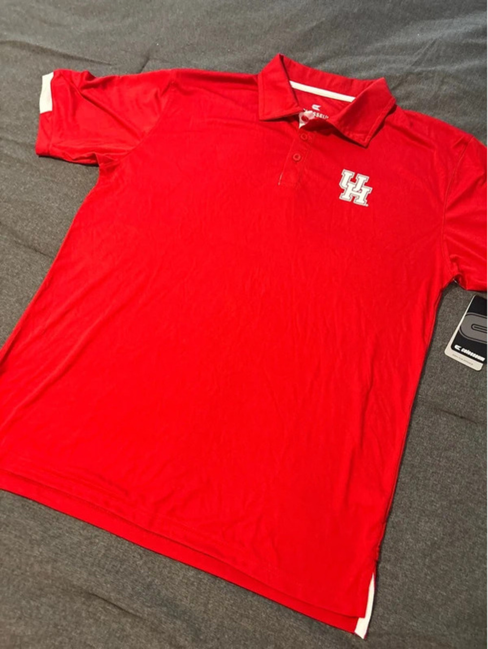 Houston Cougars Men's Polo Size Red Button Down Stretchy Colosseum Large